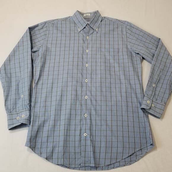 Peter Millar Sport Shirt Medium Button Short Sleeve Plaid Crown Cotton - Picture 10 of 10